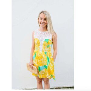 Lilly Pulitzer Raegan Dress Sunglow Yellow First Impressions Size 8 Fit Flare